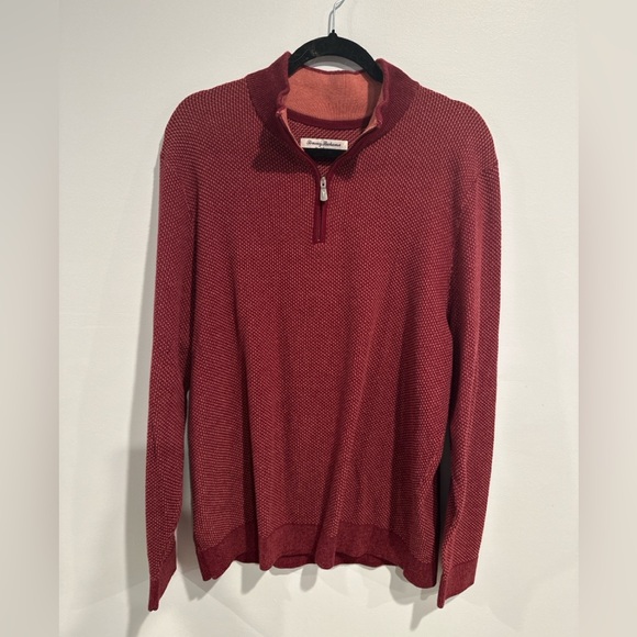 Tommy Bahama Other - Tommy Bahama IslandZone XL Half-Zip Maroon Cotton Blend Sweater Men’s